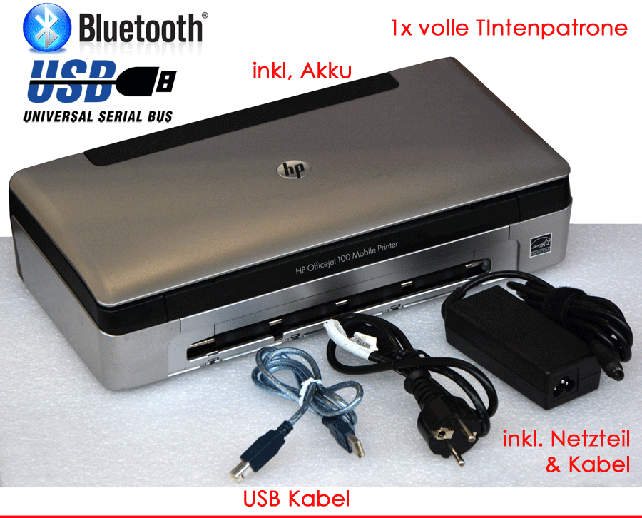 Small Printer Hp Officejet 100 Usb Cordless Over Bluetooth Full Printhead Ebay